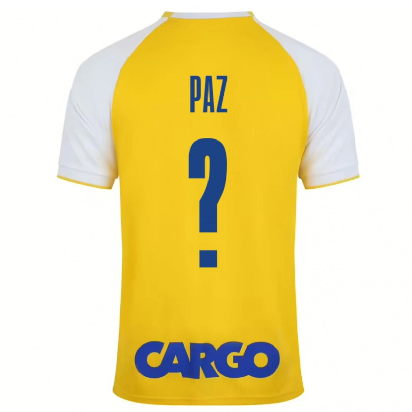 Danxen Niño Camiseta Jonathan Paz #0 Amarillo Blanco 1ª Equipación 2024/25 La Camisa