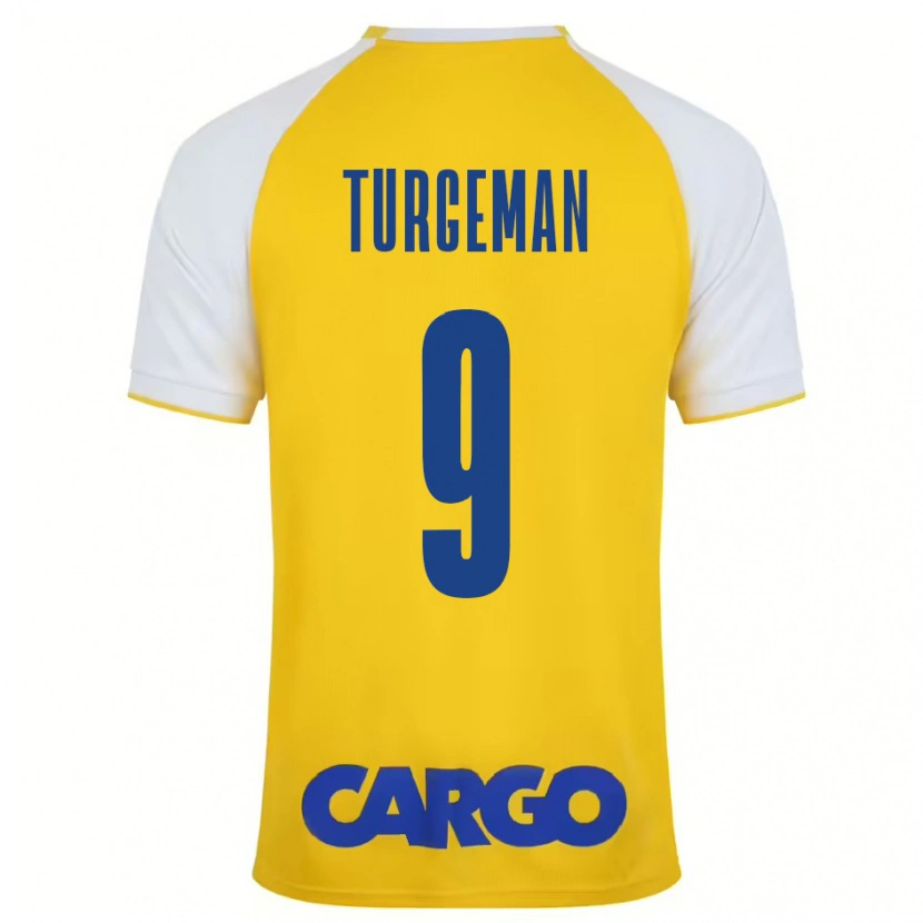 Danxen Niño Camiseta Dor Turgeman #9 Amarillo Blanco 1ª Equipación 2024/25 La Camisa