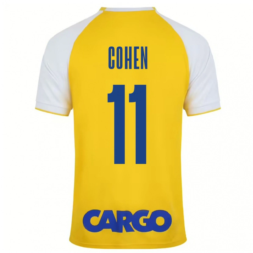 Danxen Niño Camiseta Yonatan Cohen #11 Amarillo Blanco 1ª Equipación 2024/25 La Camisa