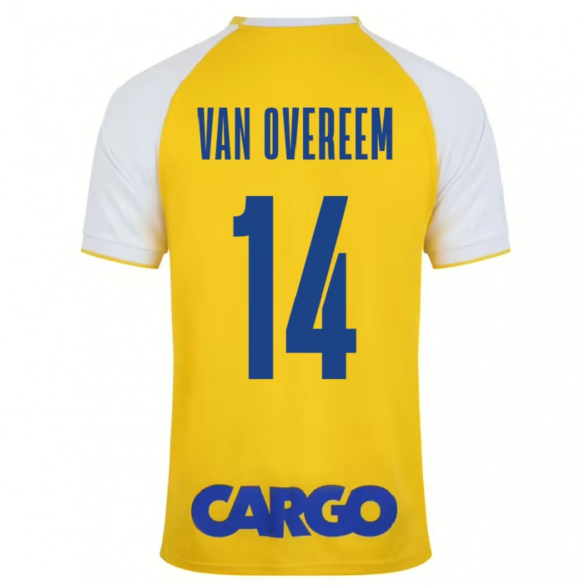 Danxen Niño Camiseta Joris Van Overeem #14 Amarillo Blanco 1ª Equipación 2024/25 La Camisa