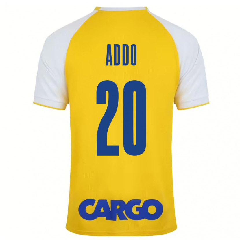 Danxen Niño Camiseta Henry Addo #20 Amarillo Blanco 1ª Equipación 2024/25 La Camisa