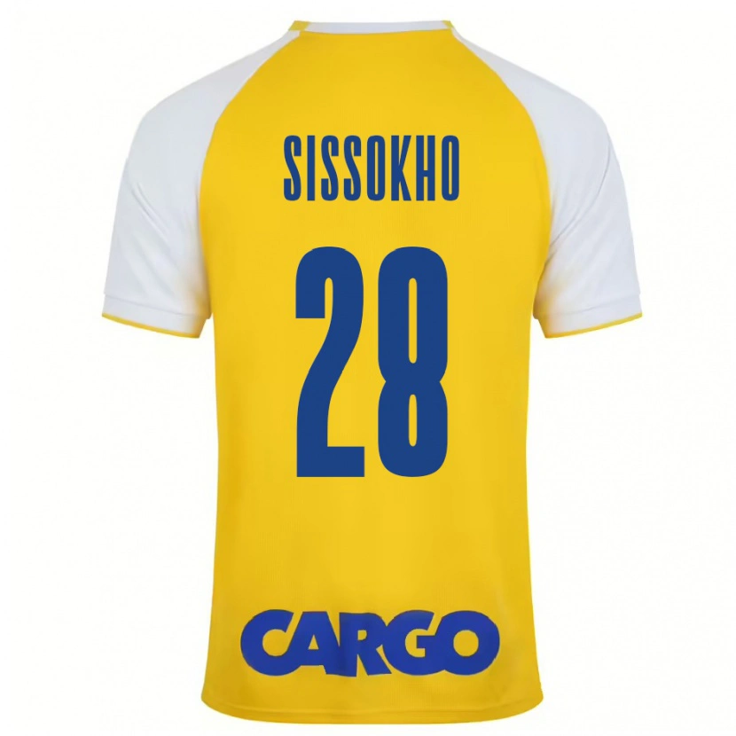 Danxen Niño Camiseta Issouf Sissokho #28 Amarillo Blanco 1ª Equipación 2024/25 La Camisa