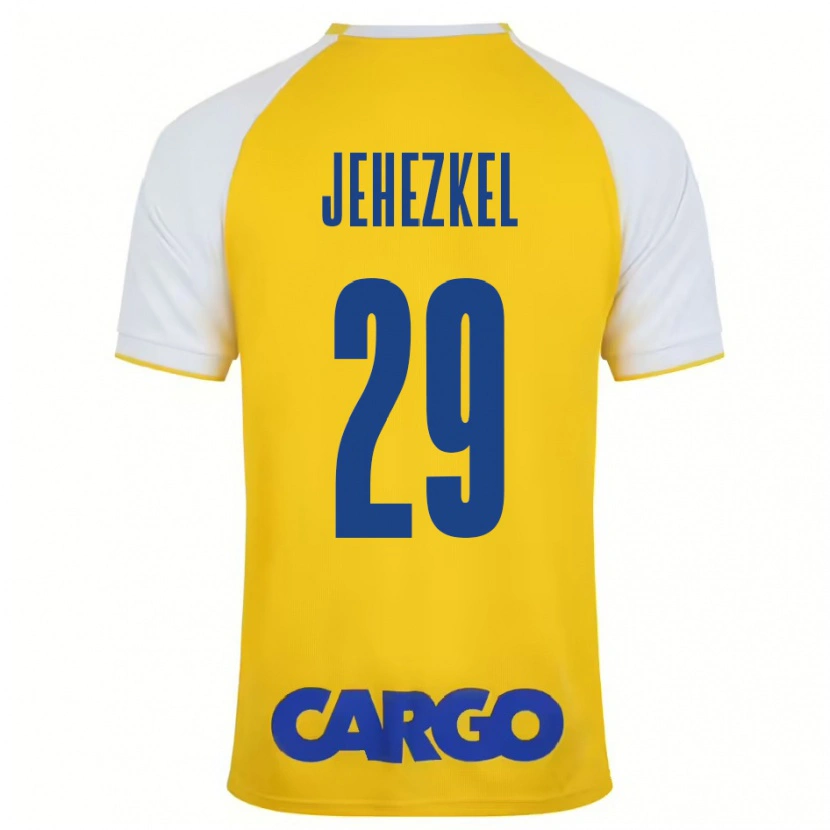 Danxen Niño Camiseta Sagiv Jehezkel #29 Amarillo Blanco 1ª Equipación 2024/25 La Camisa