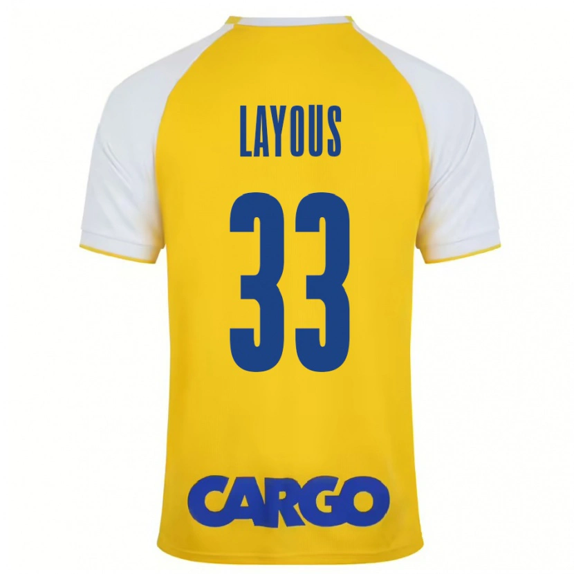 Danxen Niño Camiseta Hisham Layous #33 Amarillo Blanco 1ª Equipación 2024/25 La Camisa