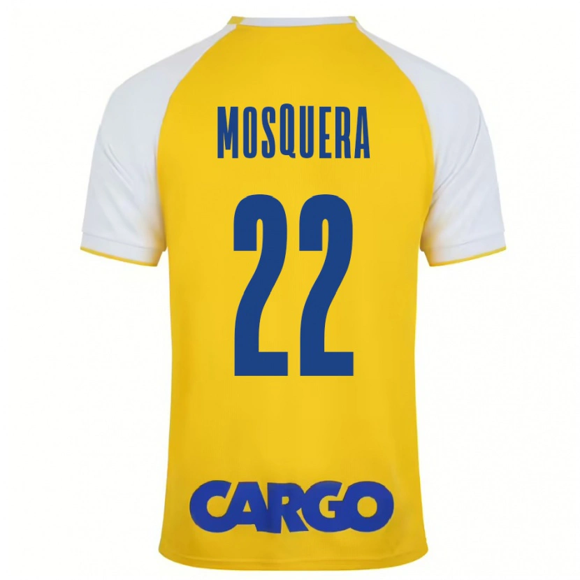 Danxen Niño Camiseta Orlando Mosquera #22 Amarillo Blanco 1ª Equipación 2024/25 La Camisa