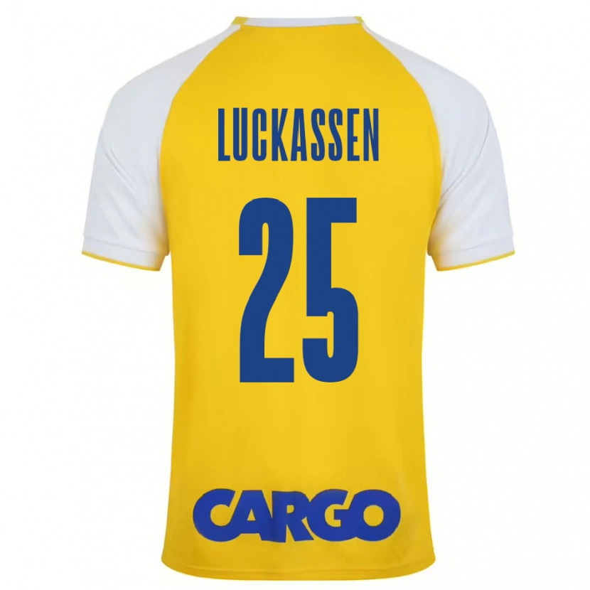 Danxen Niño Camiseta Derrick Luckassen #25 Amarillo Blanco 1ª Equipación 2024/25 La Camisa