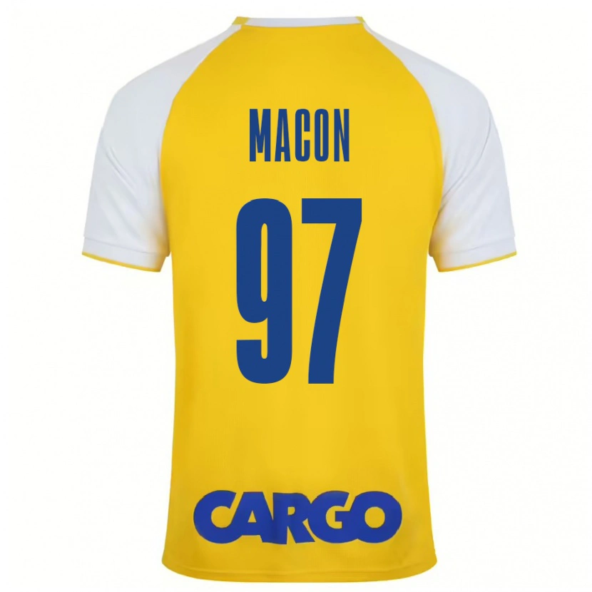 Danxen Niño Camiseta Yvann Maçon #97 Amarillo Blanco 1ª Equipación 2024/25 La Camisa