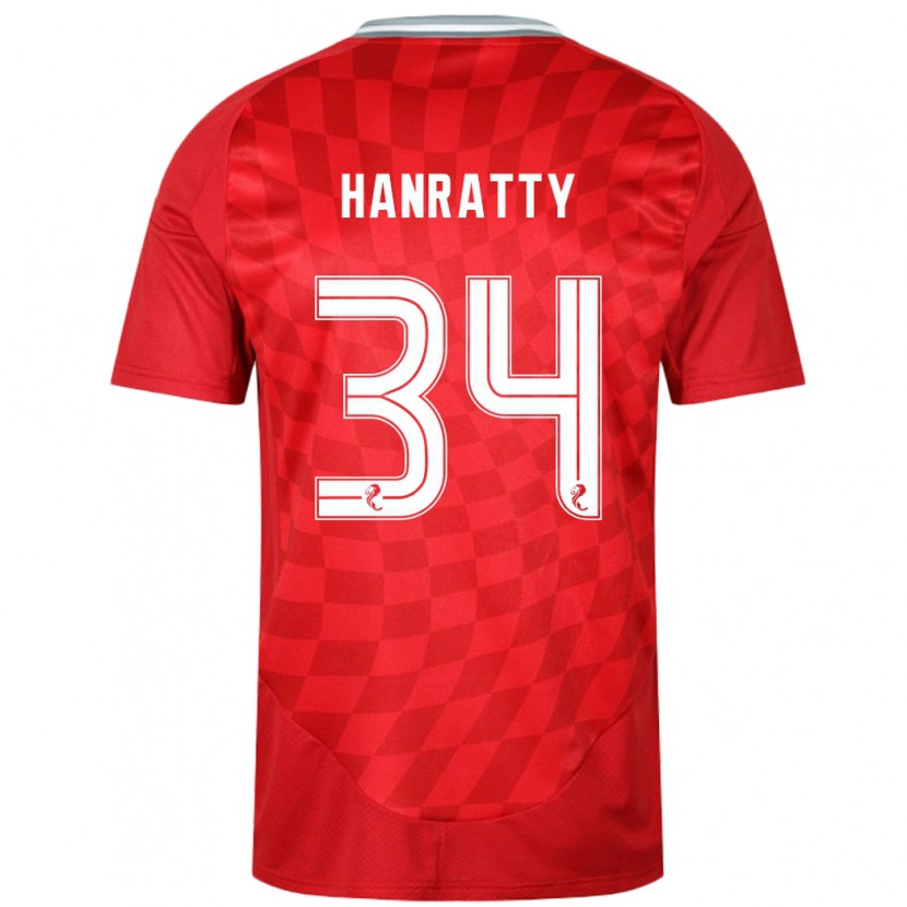 Danxen Niño Camiseta Kevin Hanratty #34 Rojo 1ª Equipación 2024/25 La Camisa