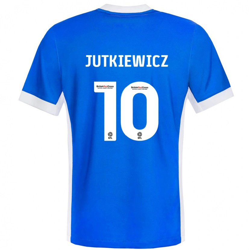 Danxen Niño Camiseta Lukas Jutkiewicz #10 Azul Blanco 1ª Equipación 2024/25 La Camisa