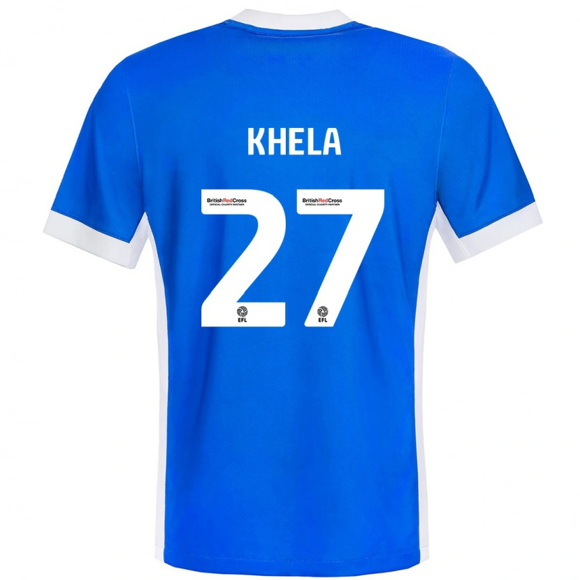 Danxen Niño Camiseta Brandon Khela #27 Azul Blanco 1ª Equipación 2024/25 La Camisa