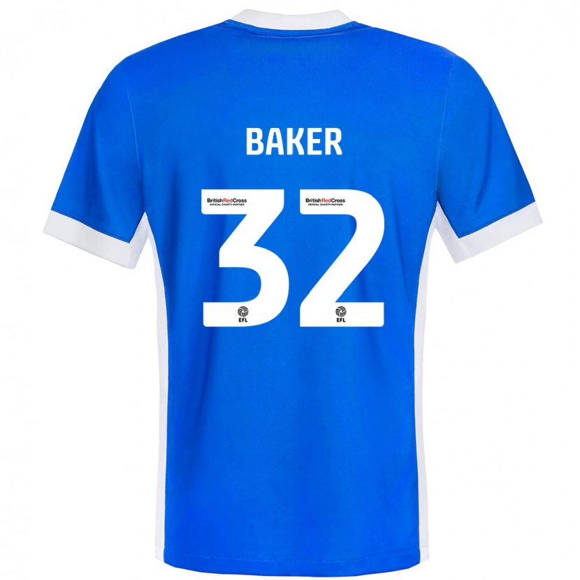 Danxen Niño Camiseta Ava Baker #32 Azul Blanco 1ª Equipación 2024/25 La Camisa