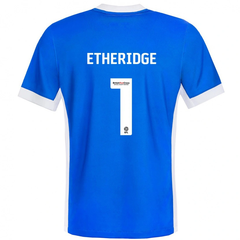 Danxen Niño Camiseta Neil Etheridge #1 Azul Blanco 1ª Equipación 2024/25 La Camisa