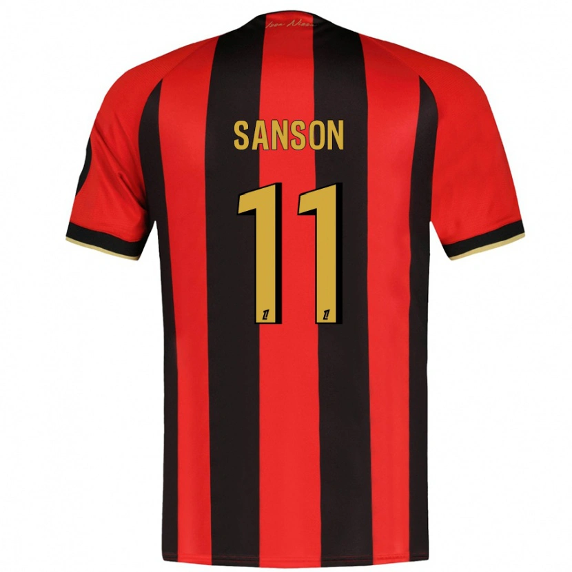 Danxen Niño Camiseta Morgan Sanson #11 Rojo Negro 1ª Equipación 2024/25 La Camisa