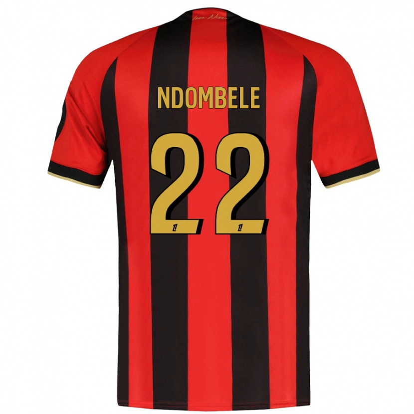 Danxen Niño Camiseta Tanguy Ndombélé #22 Rojo Negro 1ª Equipación 2024/25 La Camisa