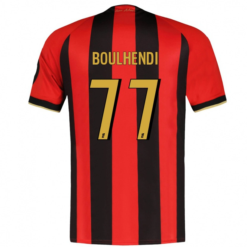 Danxen Niño Camiseta Teddy Boulhendi #77 Rojo Negro 1ª Equipación 2024/25 La Camisa