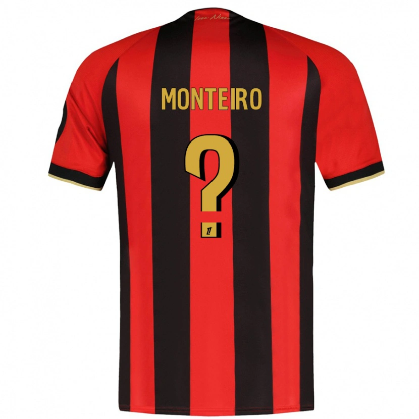 Danxen Niño Camiseta Laurenzo Monteiro #0 Rojo Negro 1ª Equipación 2024/25 La Camisa