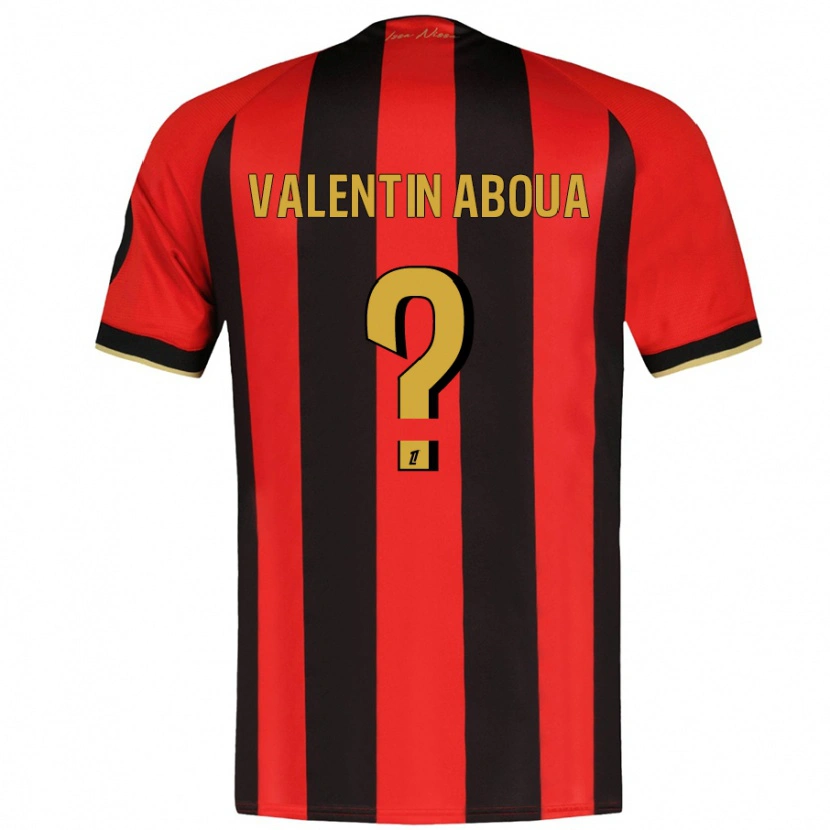 Danxen Niño Camiseta Louis Valentin Aboua #0 Rojo Negro 1ª Equipación 2024/25 La Camisa