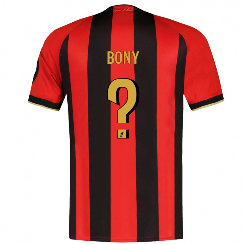 Danxen Niño Camiseta Geoffroy Bony #0 Rojo Negro 1ª Equipación 2024/25 La Camisa