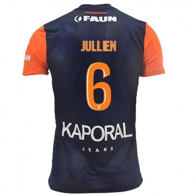 Danxen Niño Camiseta Christopher Jullien #6 Azul Marino Naranja 1ª Equipación 2024/25 La Camisa