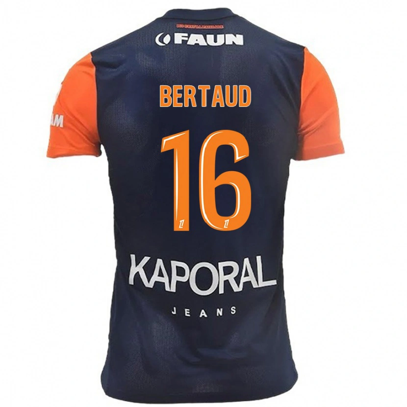 Danxen Niño Camiseta Dimitry Bertaud #16 Azul Marino Naranja 1ª Equipación 2024/25 La Camisa