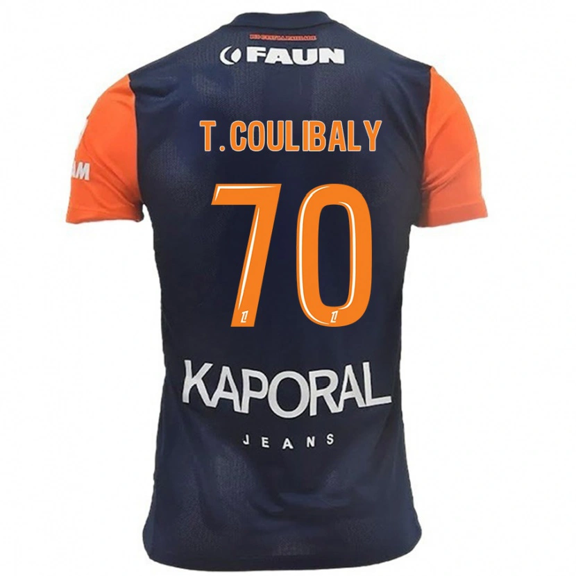 Danxen Niño Camiseta Tanguy Coulibaly #70 Azul Marino Naranja 1ª Equipación 2024/25 La Camisa