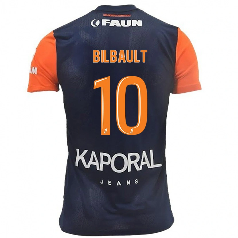 Danxen Niño Camiseta Charlotte Bilbault #10 Azul Marino Naranja 1ª Equipación 2024/25 La Camisa