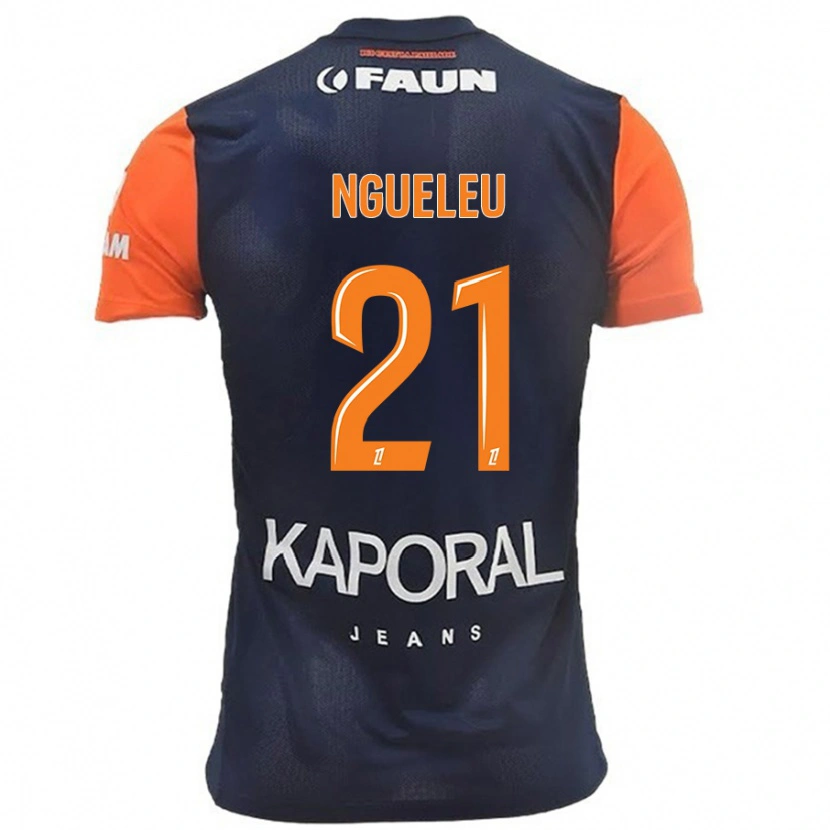 Danxen Niño Camiseta Nina Ngueleu #21 Azul Marino Naranja 1ª Equipación 2024/25 La Camisa