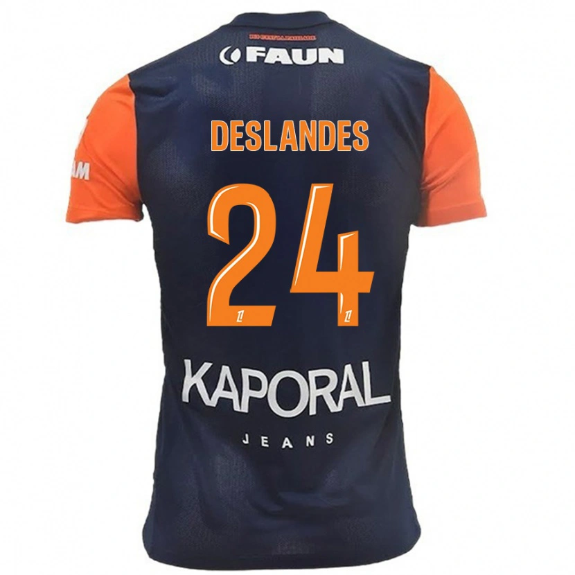 Danxen Niño Camiseta Océane Deslandes #24 Azul Marino Naranja 1ª Equipación 2024/25 La Camisa