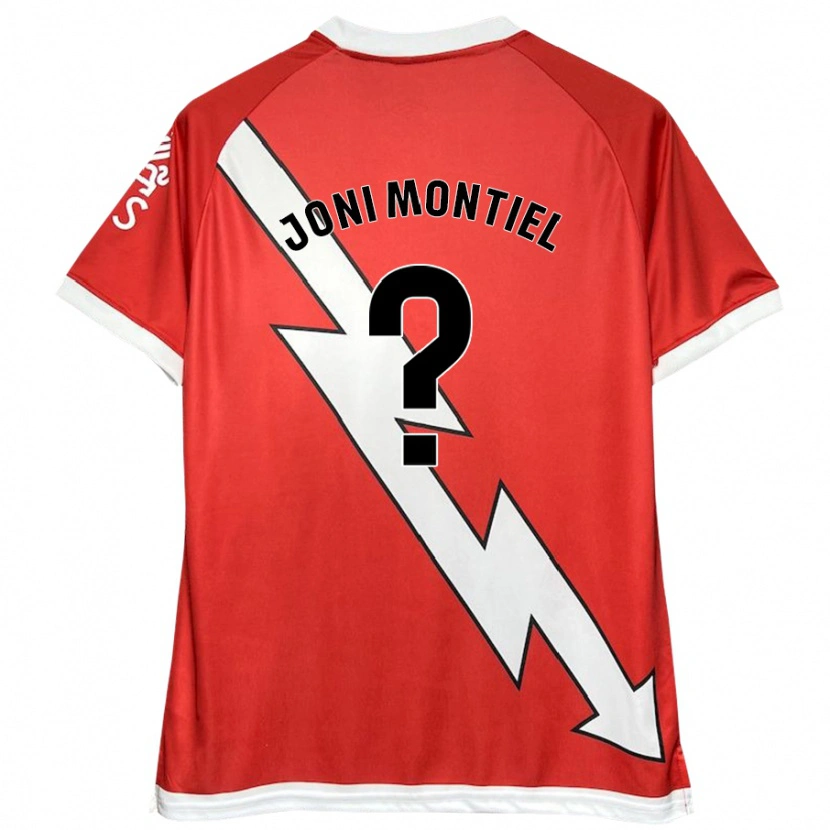 Danxen Niño Camiseta Joni Montiel #0 Blanco Rojo 1ª Equipación 2024/25 La Camisa