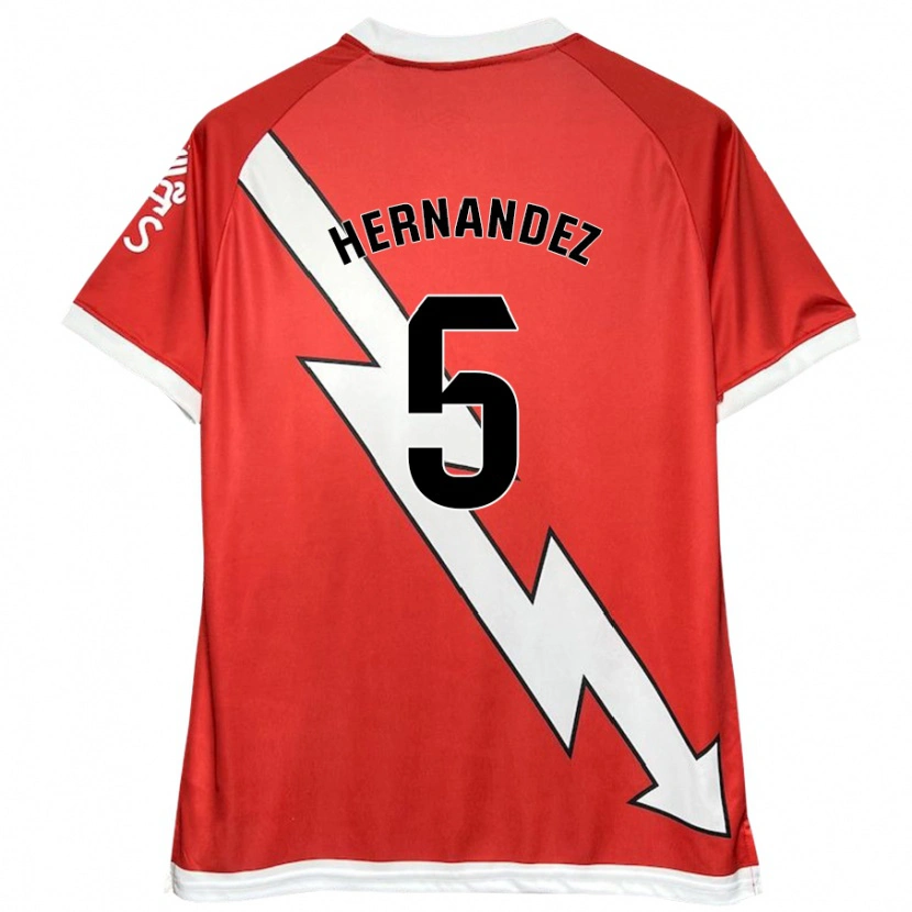 Danxen Niño Camiseta Aridane Hernández #5 Blanco Rojo 1ª Equipación 2024/25 La Camisa