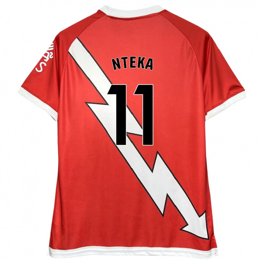 Danxen Niño Camiseta Randy Nteka #11 Blanco Rojo 1ª Equipación 2024/25 La Camisa