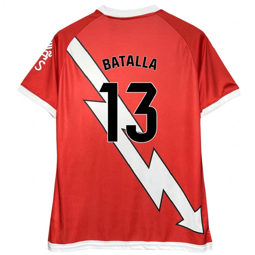 Danxen Niño Camiseta Augusto Batalla #13 Blanco Rojo 1ª Equipación 2024/25 La Camisa