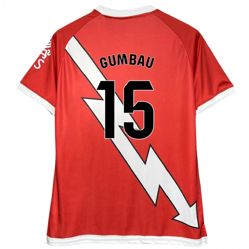 Danxen Niño Camiseta Gerard Gumbau #15 Blanco Rojo 1ª Equipación 2024/25 La Camisa