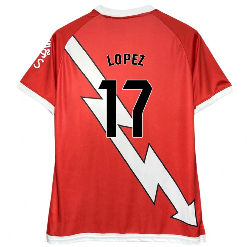 Danxen Niño Camiseta Unai López #17 Blanco Rojo 1ª Equipación 2024/25 La Camisa