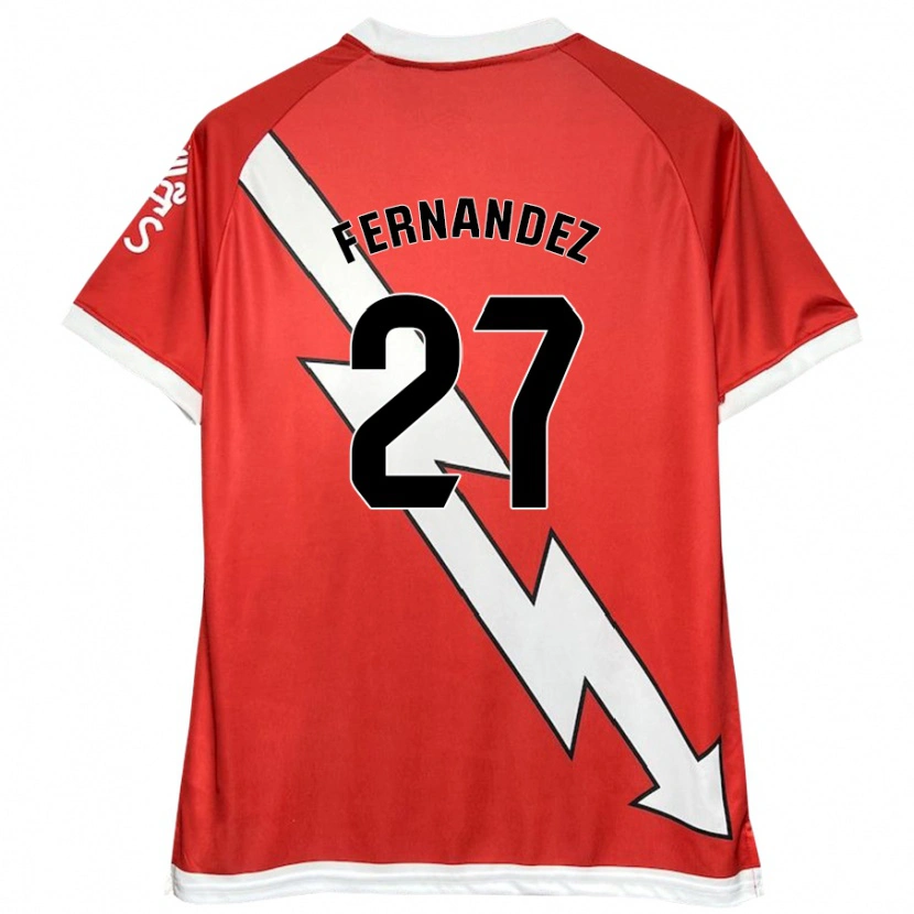 Danxen Niño Camiseta Pelayo Fernández #27 Blanco Rojo 1ª Equipación 2024/25 La Camisa