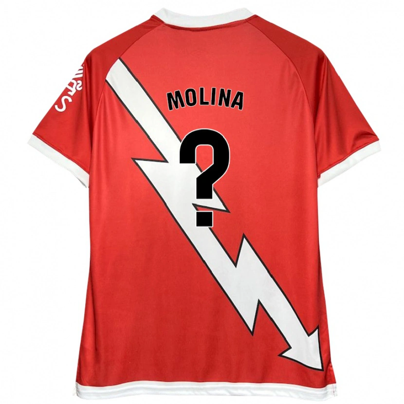 Danxen Niño Camiseta Adrián Molina #0 Blanco Rojo 1ª Equipación 2024/25 La Camisa