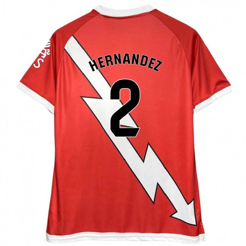 Danxen Niño Camiseta Marco Hernández #2 Blanco Rojo 1ª Equipación 2024/25 La Camisa