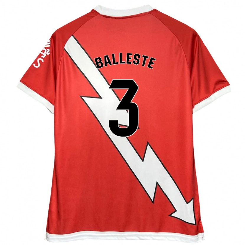 Danxen Niño Camiseta Laia Ballesté #3 Blanco Rojo 1ª Equipación 2024/25 La Camisa