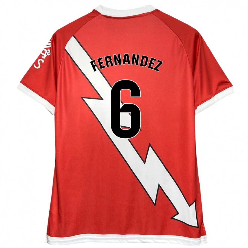 Danxen Niño Camiseta Paula Fernández #6 Blanco Rojo 1ª Equipación 2024/25 La Camisa