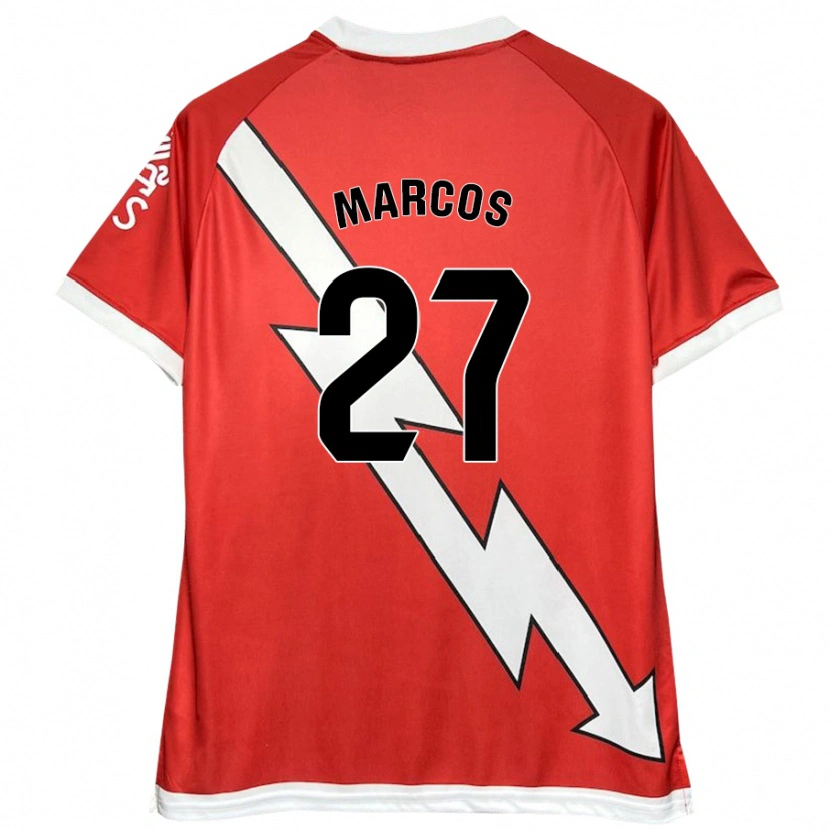 Danxen Niño Camiseta Álvaro Marcos #27 Blanco Rojo 1ª Equipación 2024/25 La Camisa