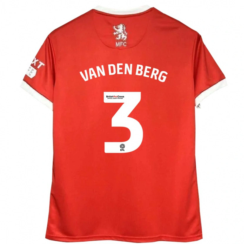 Danxen Niño Camiseta Rav Van Den Berg #3 Rojo Blanco 1ª Equipación 2024/25 La Camisa