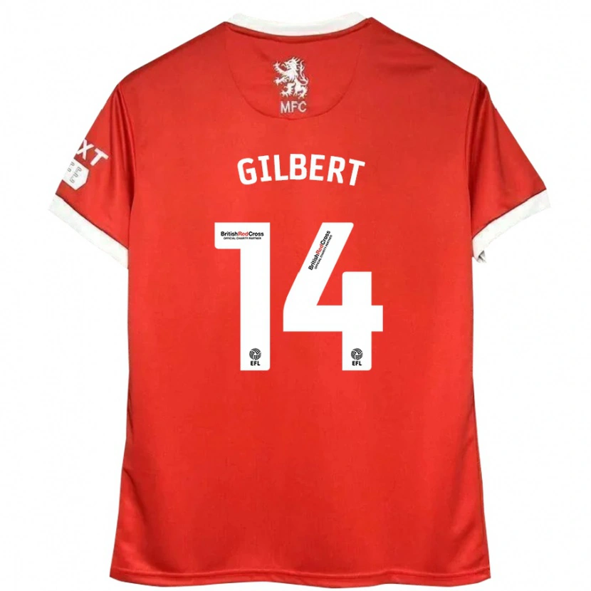 Danxen Niño Camiseta Alex Gilbert #14 Rojo Blanco 1ª Equipación 2024/25 La Camisa