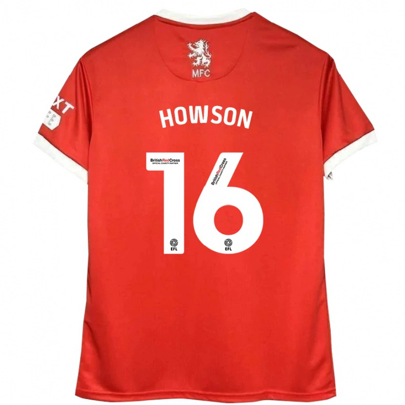 Danxen Niño Camiseta Jonathan Howson #16 Rojo Blanco 1ª Equipación 2024/25 La Camisa