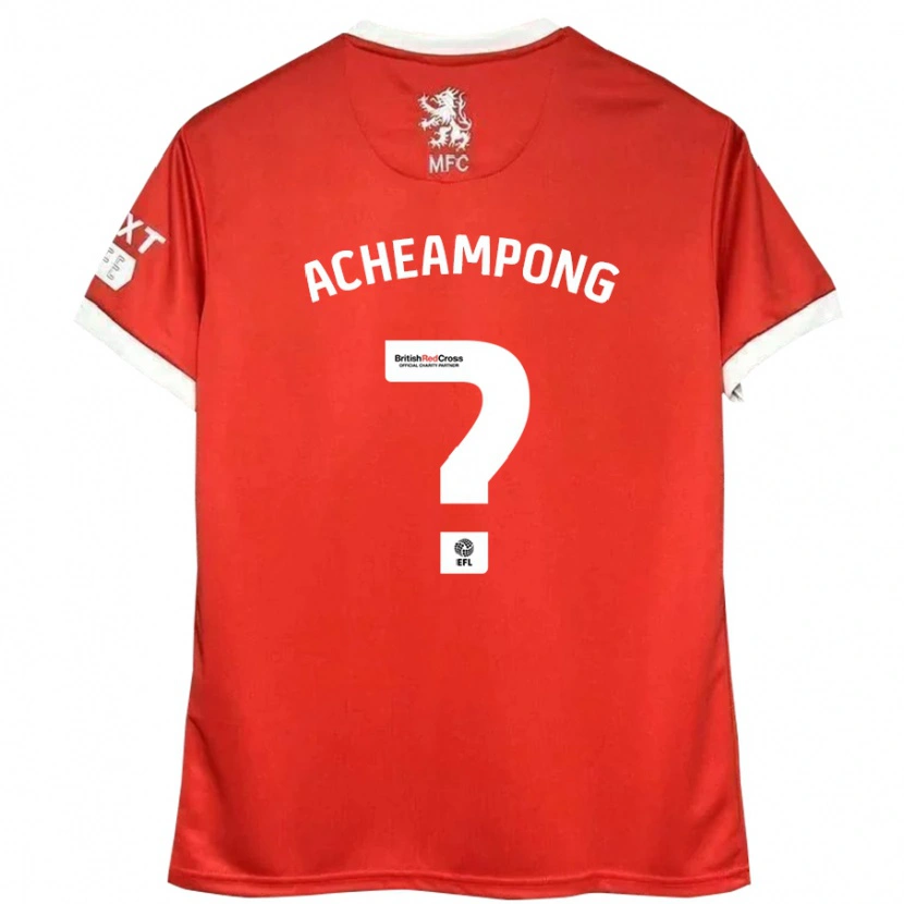 Danxen Niño Camiseta Prince Acheampong #0 Rojo Blanco 1ª Equipación 2024/25 La Camisa