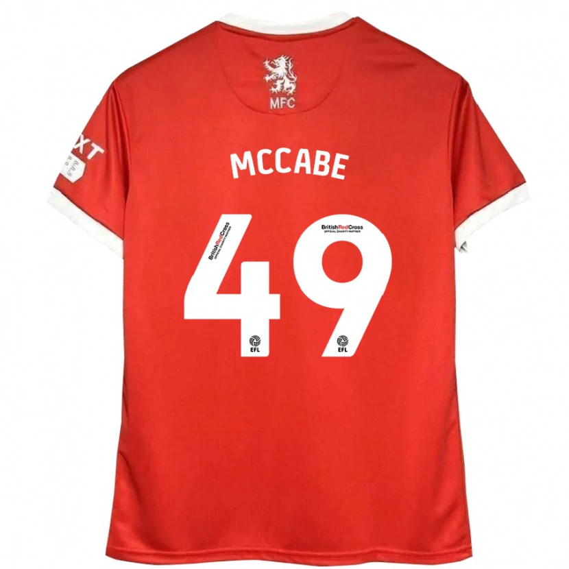 Danxen Niño Camiseta Law Mccabe #49 Rojo Blanco 1ª Equipación 2024/25 La Camisa