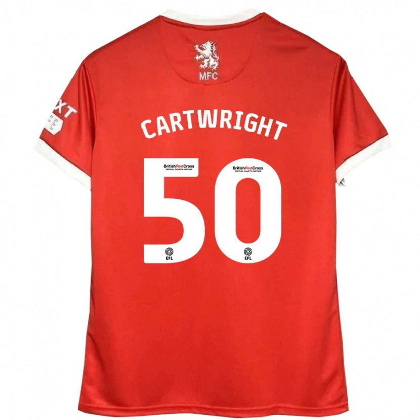 Danxen Niño Camiseta Fin Cartwright #50 Rojo Blanco 1ª Equipación 2024/25 La Camisa