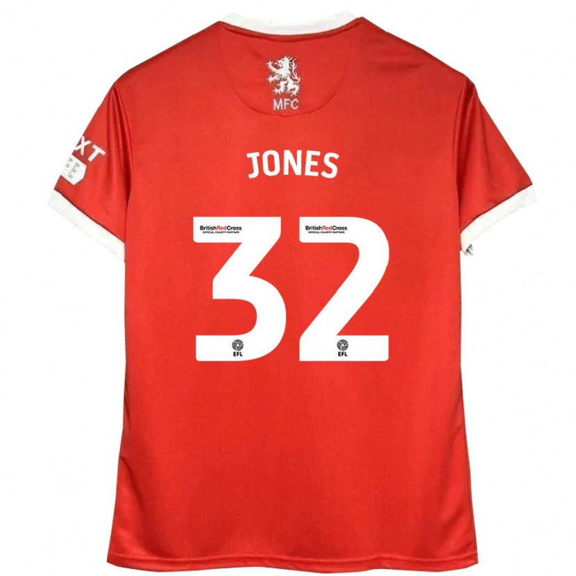 Danxen Niño Camiseta Jamie Jones #32 Rojo Blanco 1ª Equipación 2024/25 La Camisa