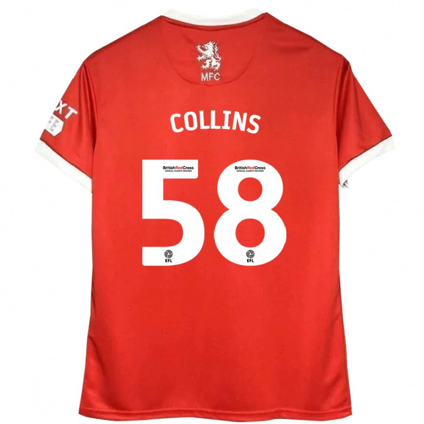 Danxen Niño Camiseta Sam Collins #58 Rojo Blanco 1ª Equipación 2024/25 La Camisa