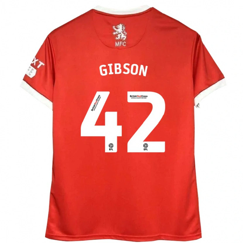 Danxen Niño Camiseta Joseph Gibson #42 Rojo Blanco 1ª Equipación 2024/25 La Camisa