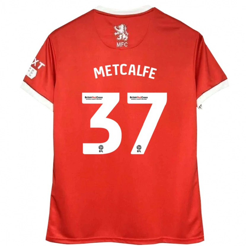 Danxen Niño Camiseta Max Metcalfe #37 Rojo Blanco 1ª Equipación 2024/25 La Camisa